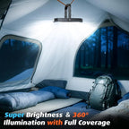 LED Camping Lantern, 10000mAh Camping Lights Rechargeable, High Lumens, LCD Digital Display, 12 Light Modes, Waterproof Tent Lights, Waterproof Box, Portable Flashlight for Power Outages, Emergency