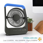 Portable Desk Fan, D Battery Operated Fan for Hurricane, Powered Fan by USB Cable 214H Long Lasting with Timer 6'' Portable for Outdoor Camping Quiet 3 Speeds for Office Bedroom(Blue)