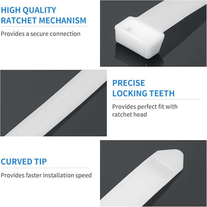 Armpow 48 inch White Zip Ties Heavy Duty 20PCS, 200LBS Ultra Exclusive Strong Plastic Wire Ties, Large Cable Ties Extra Long Tie Wraps, Indoor and Outdoor UV Resistant