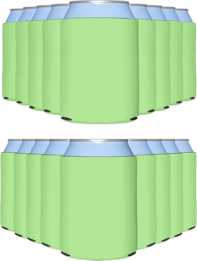 PartyPrints 1000 Pack Pistachio Blank Can Cooler Sleeves, Customizable Bulk Can Coolers, Extra-Thick Collapsible Drink Insulator Sleeve, Beer Can Coolers for Party Beverages