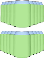 PartyPrints 25 Pack Pistachio Blank Can Cooler Sleeves, Customizable Bulk Insulated Foam for Beer, Collapsible Plain Drink Holder, Cold Soda Insulator, 12oz Regular, 16oz Tall Cans