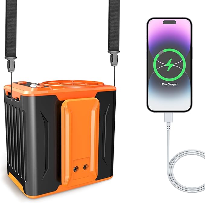 Portable Waist Fan, Personal Clip on Belt Fan Wearable, 4 Speed 10000RPM Strong Airflow Hands Free Neck Fan for Camping, Outdoor, Jobsite, Travelling - Max 24H Runtime