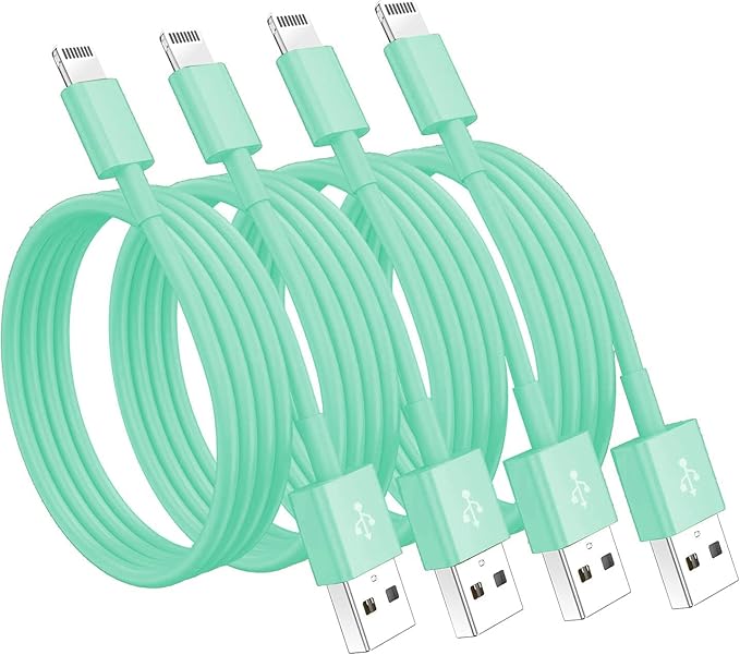 4 Pack [Apple MFi Certified] Apple Charging Cables 10ft, iPhone Chargers Lightning Cable 10 Foot, Fast iPhone Charging Cord for iPhone 14/14Pro/13/13Pro/12/11/11Pro/11Max/ X/XS/XR, ipad(Light Green)