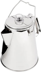 GSI Outdoors Percolator Coffee Pot I Glacier Stainless Steel Ultra-Rugged for Brewing Coffee Over Stove and Fire | Ideal for Group Camping, 28 Cup