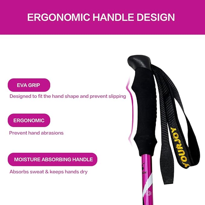 Hiking Trekking Poles, 2 Pack Anti Shock, Adjustable, Collapsible Hiking Poles for Trekking or Walking, Lightweight Aluminum Sticks for Children