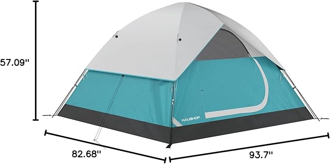 HAUSHOF 2/4-Person Family Dome Tent with Removable Rain-Fly, Easy Set Up Portable Camping Tent for Backpacking Hiking Backyard Outdoor, Green/Blue/2-person/4-person