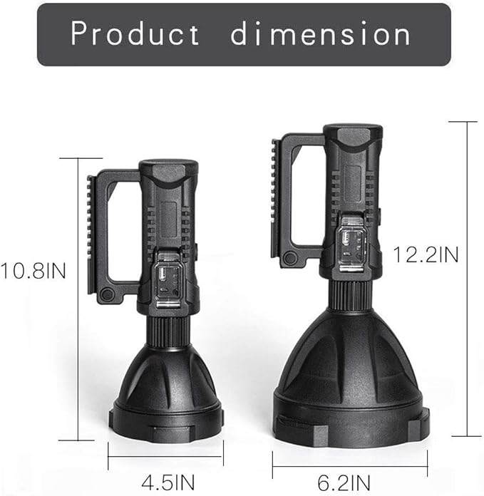 Super Bright Rechargeable Spotlight, Handheld Tactical Flashlight 4 Modes High Power Portable Waterproof LED Searchlight USB Output P50 Camping Torch for Outdoor (P50-Medium Size)