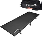 Camping Cot, Portable Camping Bed for Adults Children,Ironsmith Foldable Sleeping cots for Hiking,Camping,Travel,Support 330LB,Foldable Bed for Office nap (Black)