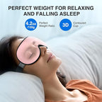 YFONG Weighted Sleep Mask, Women Men 3D Eye Mask Blocking Lights Sleeping Mask (4.2oz/120g), Pressure Relief Night Sleep Eye Mask with Adjustable Strap, Eye Cover Blindfold for Travel Nap Yoga, Pink