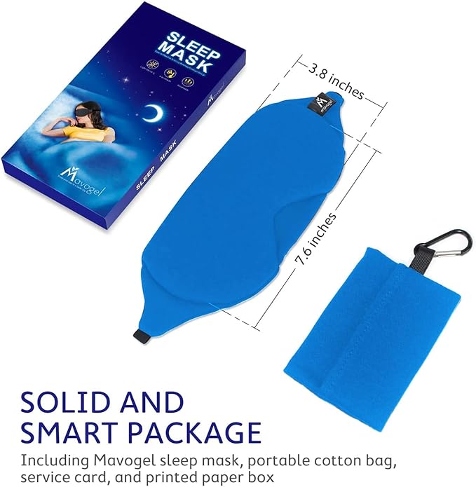 Mavogel Cotton Sleep Mask - Breathable Light Blocking Sleep Eye Mask, Soft Comfortable Night Sleeping Mask for Men Women, Eye Cover for Travel/Shift Work/Nap, Includes Travel Pouch (Cobalt Blue)