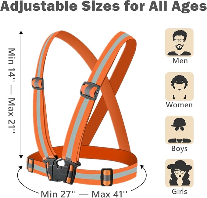 Reflective Strap Safety Vest Gear - 2-10 Pack Adjustable High Visible Reflective Running Gear for Women Men Night