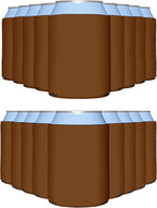 PartyPrints 25 Pack Brown Blank Can Cooler Sleeves, Customizable Bulk Insulated Foam for Beer, Collapsible Plain Drink Holder, Cold Soda Insulator, 12oz Regular, 16oz Tall Cans