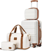 Kono Luggage Set 4 Piece Carry On Hardside Luggage with TSA Lock Spinner Wheels Carry On Suitcase Cream White