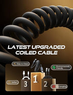 LISEN Coiled USB C Cable, 2 Pack for Android Auto & CarPlay Cable, Short USB A to USB C Cable C Gifts for Men Women ompatible with iPhone 17/16/15, Samsung Galaxy S25/S24/S23 A15/A14, Space Black 4FT