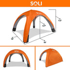 SOLI Inflatable Shade Air Canopy - Quick Self-Inflating Sun Shelter with Air Pump, UPF 50+ Sun Protection, Travel-Friendly, Stable Anchors for Beach, Camping & Backyard Use (Heat Wave Orange) - 10 ft