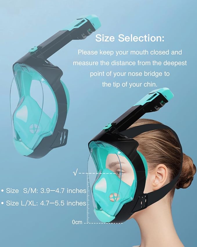 Full Face Snorkel Mask for Adults with Dry Top System 180 Degree Panoramic View Snorkeling Gear with Camera Mount Safe Breathing Anti-Leak Anti-Fog