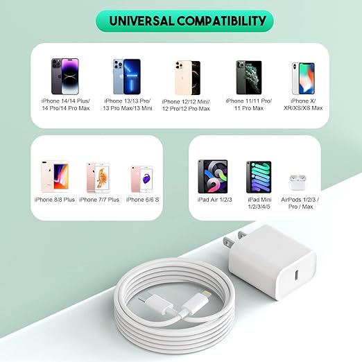 iPhone Charger Fast Charging,[Apple MFi Certified]2Pack USB C to Lightning Charging Cord Cable 20W Type C Charger Adapter for Apple iPhone 14/14 Pro Max/13 Pro/13/12 Mini/12 Pro Max/11 Pro Max/XS/iPad