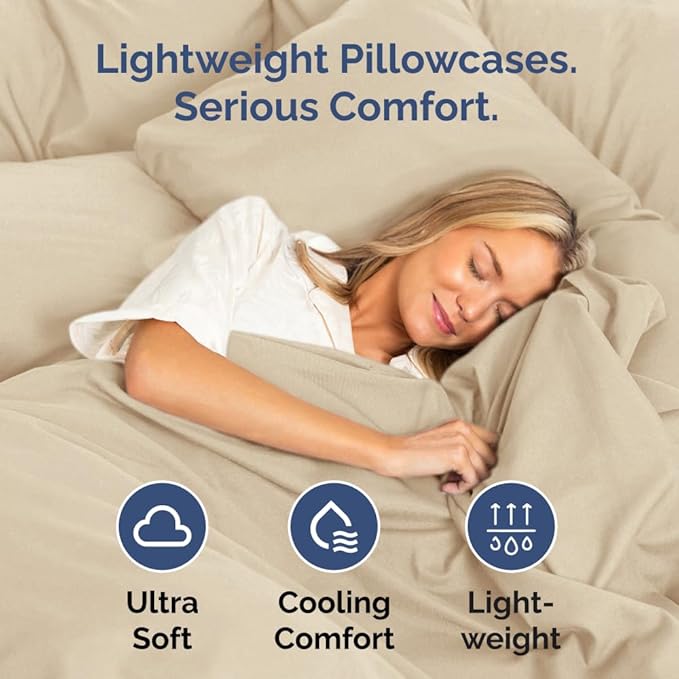King Pillow Cases Set of 2 - Ultra Soft Hotel Quality Pillowcase Covers - Luxury Comfy Cozy Bedding for Women, Men, Kids & Teens - Machine Washable Pillow Protectors - 2 Pieces Set - King Size Cream