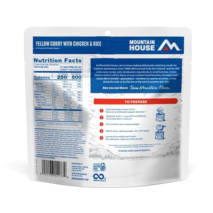 Mountain House Yellow Curry with Chicken & Rice | Freeze-Dried Backpacking & Camping Food | 6-Pack |Gluten-Free