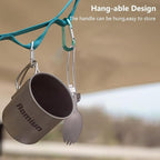 Titanium Camping Cookware Cup/Burner Combination 500ml Titanium Cup with Foldable Handle & Lid Spork Spoon Alcohol Stove Windscreen, Camping Cooking Stove and Cup Set for Backpacking