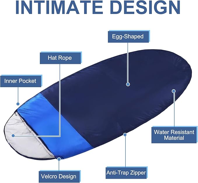 oaskys Egg-Shaped Sleeping Bag for Adults - All Season Warm & Cool Weather - Lightweight Waterproof for Adults Kids - Compact Camping Essentials Gear Accessories Hiking Sleep