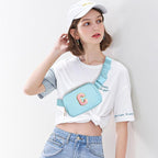Gitus Gifts for 7 8 9 10 11 Year Old Girls Belt Bag Fanny Pack Crossbody Bags with Initial Letter Patch Birthday Gifts for Daughter Sister Friends Teen girls (Icing Blue-C)