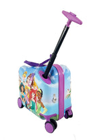 Fast Forward Disney Princess Ride on Suitcase for Kids, 18'' Toddler Carry-On Luggage With Wheels, Cute Lightweight Kids Travel Suitcase Trolley