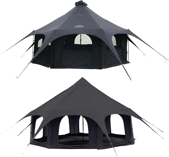 Cotton Canvas Tent Bell - Yurts Breathable and Windproof,Glamping for 6/8/10Person Family Camping