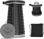 Upgraded Collapsible Stool with Max Load Capacity 330lbs Portable Telescoping & Folding Design Retractable Seat for Camping, Gardening, Fishing & Outdoor Adventures (Grey)
