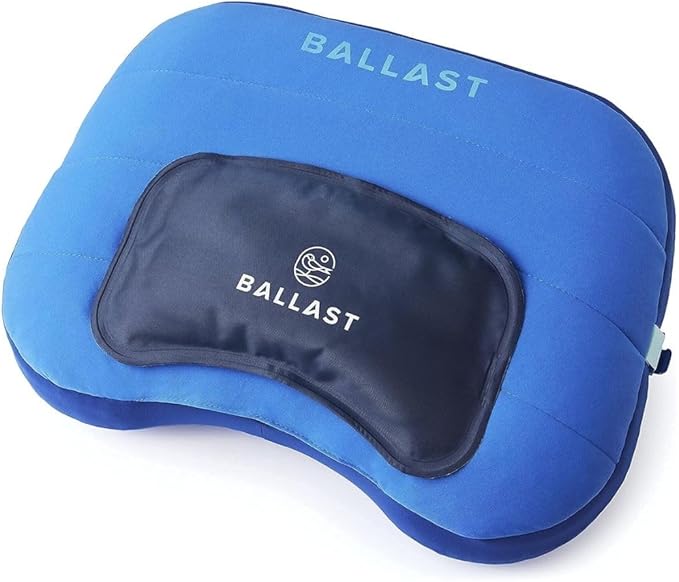 Ballast Cool Combo Beach Pillow - One Inflatable Pillow + One Cooling Pack Bundled Together, The Best Way to Chill at The Beach, Pool, Or Camping (Ocean Blue)