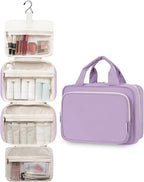 Narwey Travel Toiletry Bag for Women Large Hanging Makeup Bag Organizer Toiletries Bag for Full Size Essentials Accessories Cosmetics (Purple (Large))