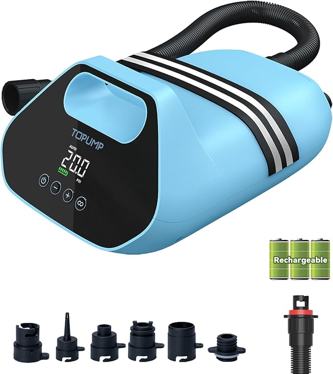 20PSI Electric Paddle Board Pump TPS300 - High Pressure Rechargeable SUP Pump, Dual Stage Inflation & Deflation, Auto-Off Air Pump for Stand Up Paddle Boards, Boats, Kayaks and Tent