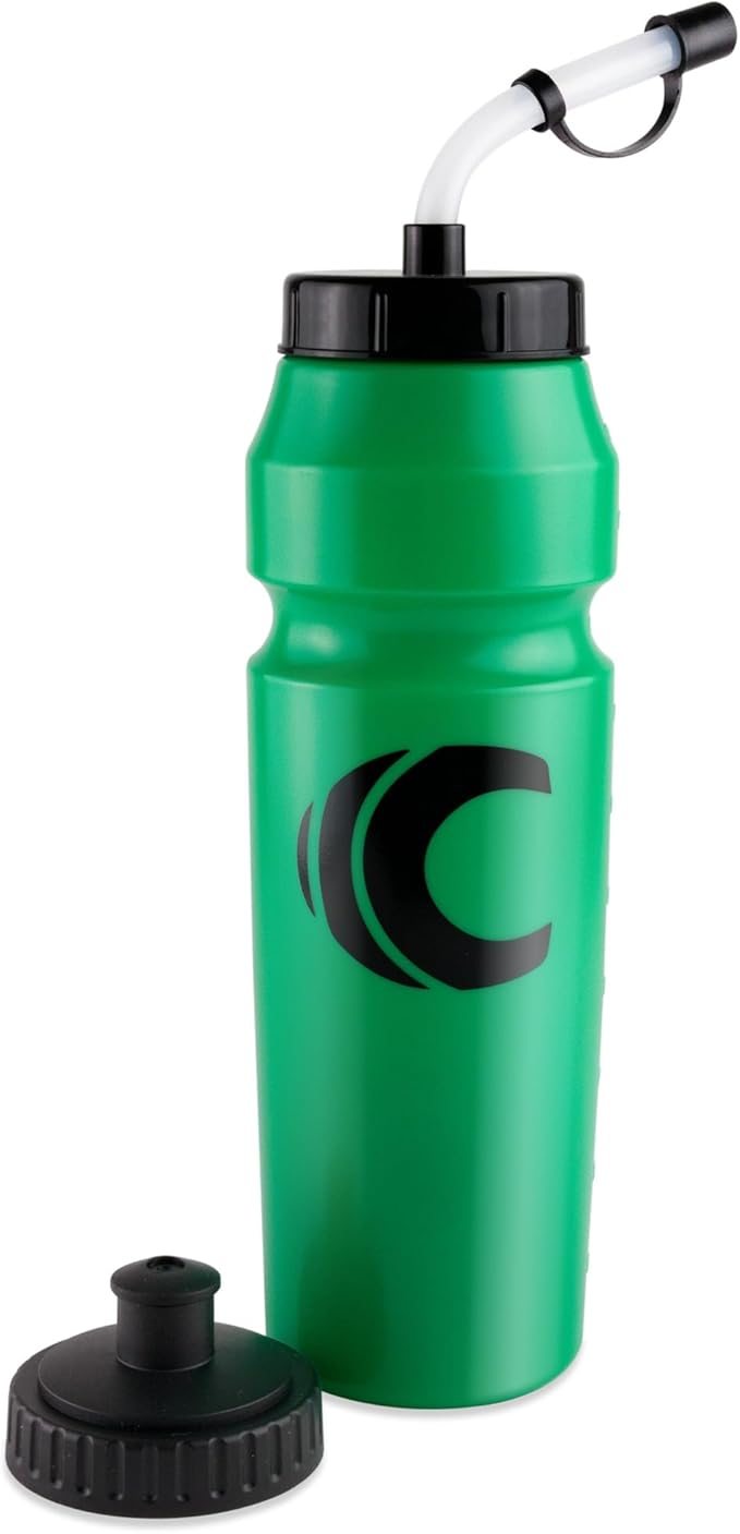 Cannon Sports 1 Liter Sports Water Bottle, BPA-Free, 34 Oz Capacity, Large Mouth, 2 lids (Straw and Squeeze), Great For Helmet Sports Such As Hockey, Lacrosse, Football, Boxing (Green)