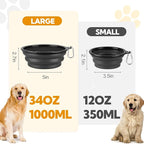 Dog Bowl Collapsible, 2 Pack Portable Foldable Travel Water Bowl Food Dishes with Carabiner Clip for Traveling, Hiking, Walking(12oz, Small, Grey+Black)