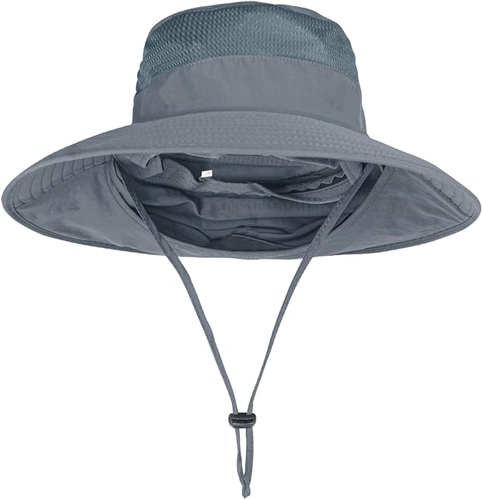 Sun Hats for Men Women Fishing Hat UPF 50+ Breathable Wide Brim Bucket Hats Summer UV Protection Safari Hat with Neck Flap