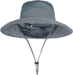 Sun Hats for Men Women Fishing Hat UPF 50+ Breathable Wide Brim Bucket Hats Summer UV Protection Safari Hat with Neck Flap