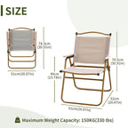 BOOSDEN Camp Chair, Portable Outdoor Wide Folding Camping Chairs, Ultralight Beach Chair with Wooden Handle for Picnic Lawn Leisure Park Travel Hiking Fishing,2Pack