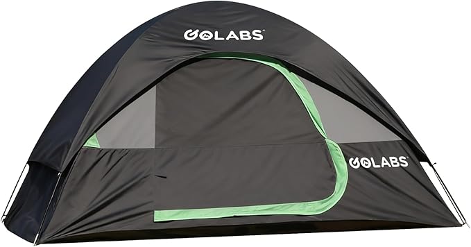 Golabs CT1 2 Person Camping Tent, Easy Set Up in 3 Mins, PU1500mm Waterproof w/Mesh Top & Door with Ventilation, Lightweight 4.4lbs Portable Family Tent with Carry Bag &Interior Storage Pockets &Hook
