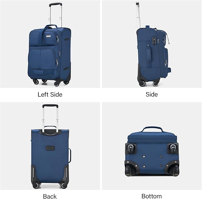 Hanke 28 Inch Softside Expandable Luggage with Spinner Wheels,Check Large Luggage Rolling Suitcase Travel Luggage with TSA Approved,Blue