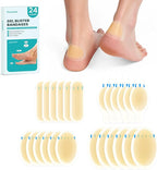 Hydrocolloid Gel Blister Bandages Pads - Promifun Waterproof Adhesive Blisters Bandages - Blister Pads for Heel, Foot, Toe, Feet - Gel Blister Chshions for Prevention & Recovery (24ct, Variety Pack)