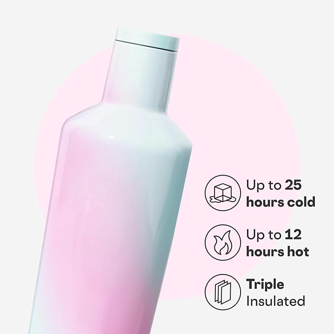 Corkcicle Classic Canteen Insulated Water Bottle - Stainless Steel Reusable Tumbler - Triple Insulated - Keeps Drinks Cold 25 Hours or Hot 12 Hours - Cupholder Friendly - Unicorn Wonderland - 25 oz