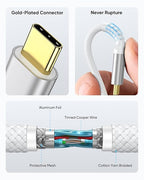 SUNGUY 10Gbps USB C 3.1 Gen 2 Cable, 4FT USB A to USB C 3A Fast Charging & Data Transfer Android Auto Carplay Cable Compatible with iPhone 17 16 15 Pro Max, Galaxy S24 S23 Ultra Note 20, SSD (White)