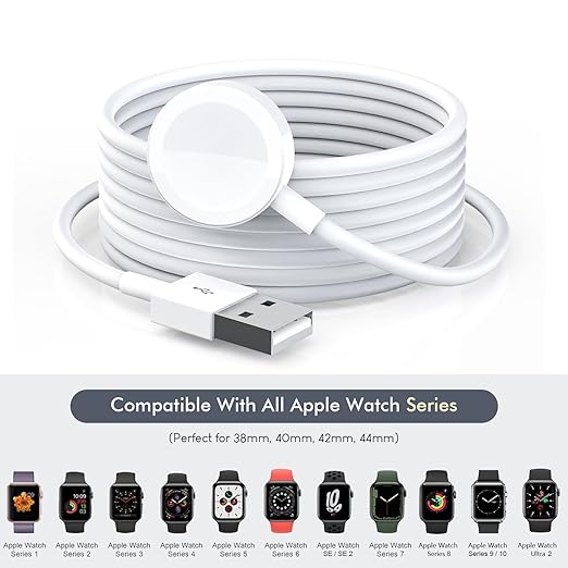 For Apple Watch Charger, 2 Pack Extra Long 6.6FT Fast iWatch Charger Portable Charging Cable Cords with USB A Wall Charger Block Plug Compatible with Apple Watch Series 10/9/Ultra 2/8/7/6/5/4/3/2/SE/1