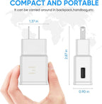 Adaptive Fast Charging Block USB Wall Charger Adapter Fits Samsung Galaxy S25/S24/S23/S22/S22 Ultra/S21/S20/S10/S9/S8/S7/Edge/Note 10 Quick Charge (White, 2 Pack)