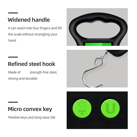 Portable Hand Held Digital Luggage Scale, 50kg/10g Hanging Scale with Hook and Measuring Tape – for Travel, Fish, and Parcels(Small Hook)