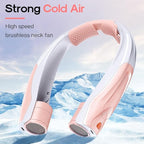 Portable Neck Fan for Girl: No Hair Twisting, Lightweight Personal Fan with 6000mAh Battery Air Volume, 6 Speeds - Rechargeable Wearable Air Conditioner for Girlfriend, Sister (Pink)