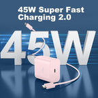 USB-C Super Fast Charger 45Watt Type C Android Phone Charging Block with 10FT Cable for Samsung Galaxy S26 S25 S24 S23 Ultra/S26 S25 S24 S23 S22 S21 S20/Note 10/20-Pink