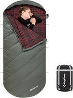 KingCamp Sleeping Bag for Adults, Cold Weather & Warm Extra Wide Big & Tall XL Portable Waterproof Flannel Sleeping Bags, Essentials Gear Accessories for Camping Backpacking Hiking Indoor & Outdoor