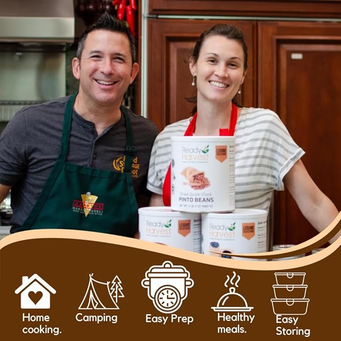 Ready Harvest Emergency Food - Quick-Cook Pinto Beans | Dried Beans | Survival Food | #10 Can | 25-Year Shelf Life | 3 lbs | Cans Filled to the Top