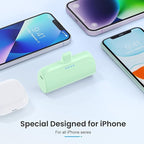 [2 Pack]Mini Portable Charger for iPhone,5200mAh Ultra-Compact Fast Charging Power Bank Cordless Cute Small Battery Pack Compatible with iPhone 14/14 Pro Max/13/12/11/XR/8/7/6(Pink+Light Green)